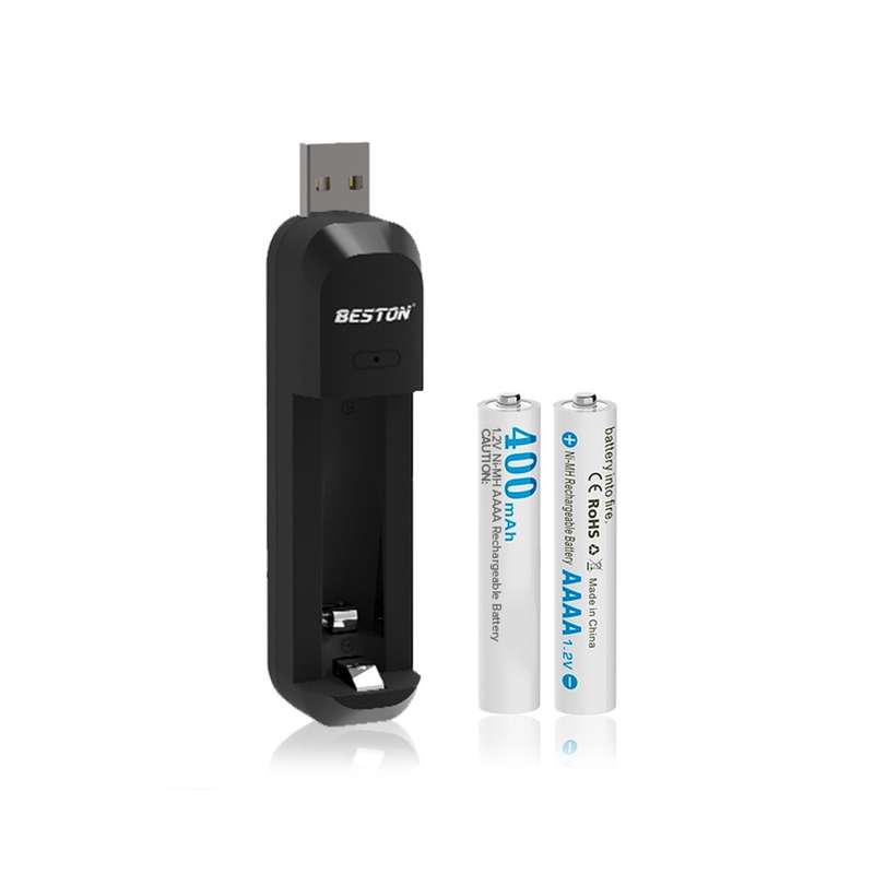 Beston C8018B 2 Pcs 400mAh 1.2V AAAA Rechargeable Battery With USB Charger Combo