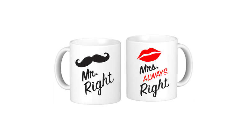 Mr and Mrs Right - Couples Coffee Mug Set