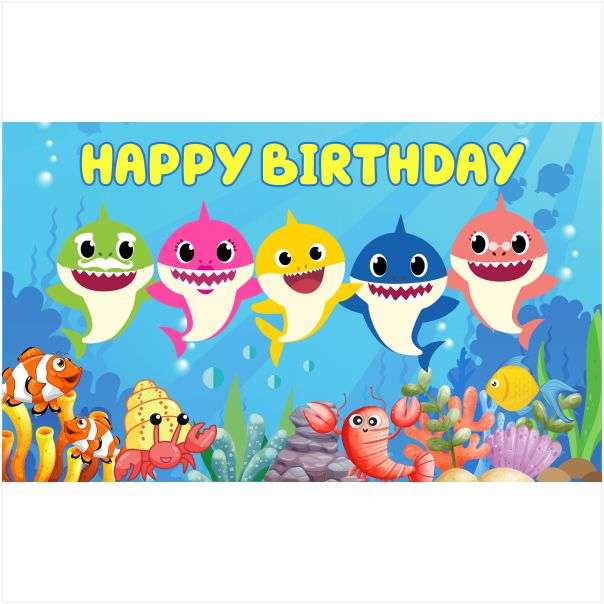 Baby Shark Birthday Banner - PVC Banner - Kids Party Decor
