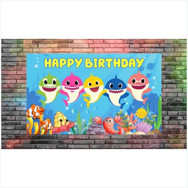 Baby Shark Birthday Banner - PVC Banner - Kids Party Decor