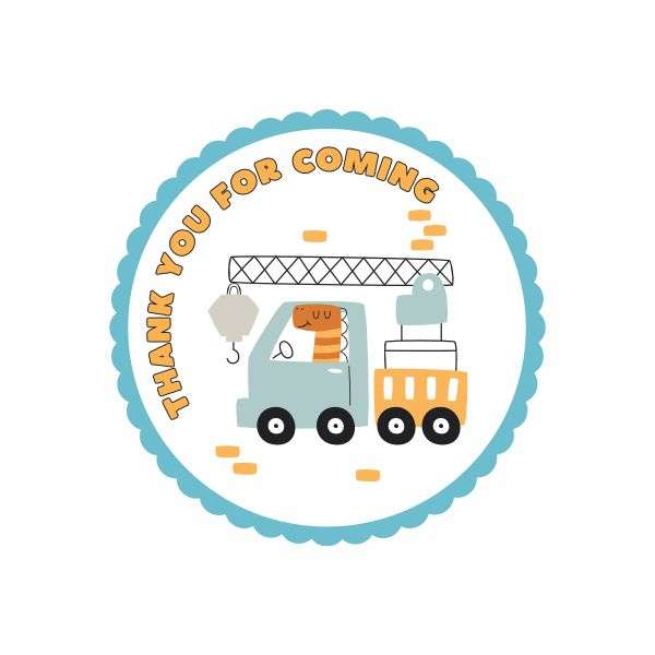 Construction Theme Kids Party Stickers - Pack of 25 Stickers