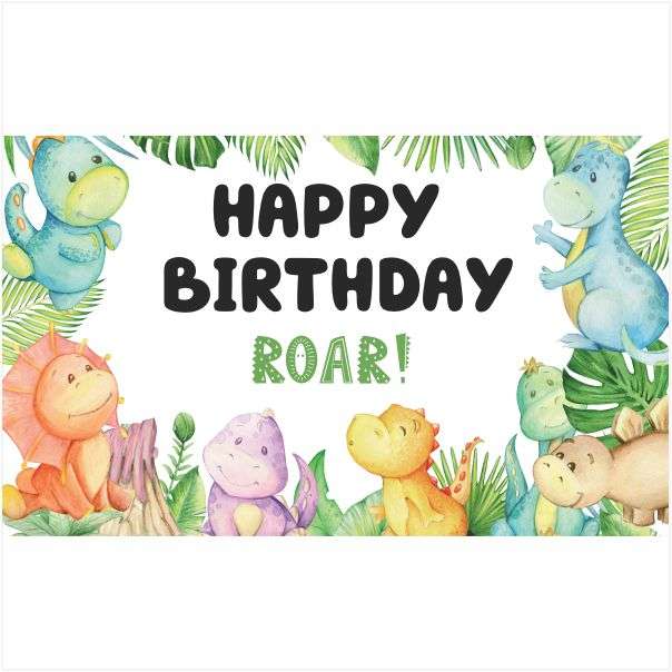 Dinosaur Theme Birthday Banner - Roar into Fun: Dinosaur Theme Kids Party Banner