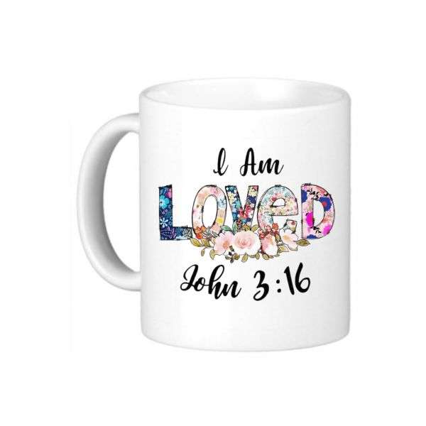 John 3:16 I Am Loved Coffee Mug  Inspirational Christian Gift