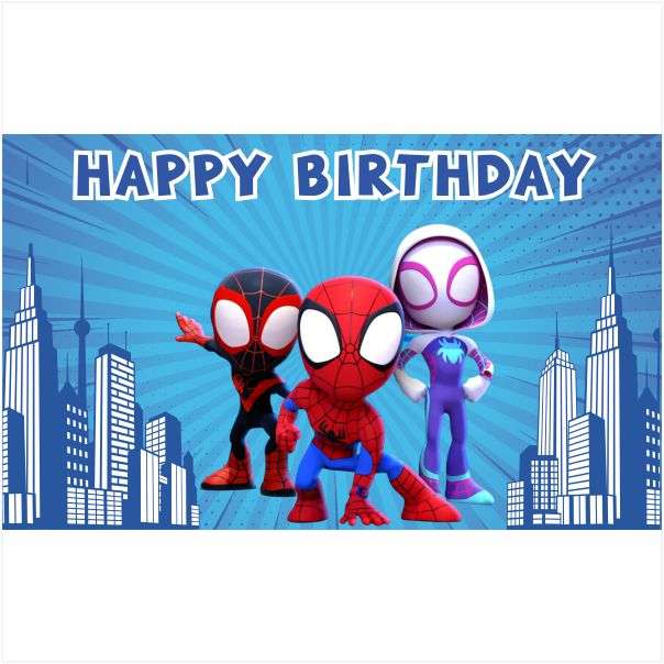 Spidey and Friends Birthday Banner - Kids Theme Party Decor