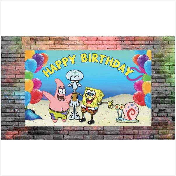 Sponge Bob Party Banner - PVC Birthday Banner