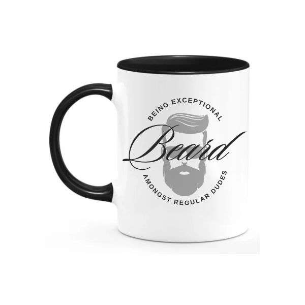 Exceptional Beard Coffee Mug for Men - Sleek Black and White - Premium Quality