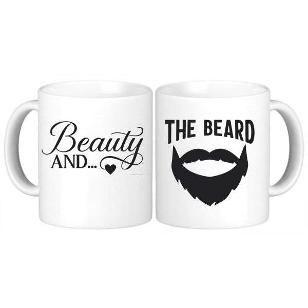 Beauty and the Beard Couples Coffee Mug Set - Romantic Gift for Him and Her