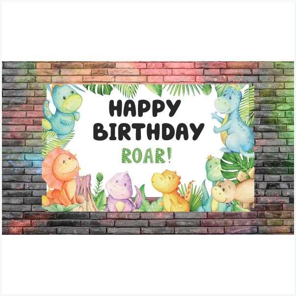 Dinosaur Theme Birthday Banner - Roar into Fun: Dinosaur Theme Kids Party Banner