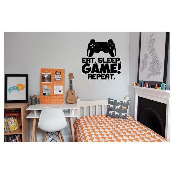Eat Sleep Game Repeat Wall Vinyl Sticker - Perfect Wall Decor For Gamers