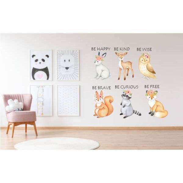 Forest Baby Animals With Quotes Wall Decal - Set of 6 Wall Vinyl Stickers