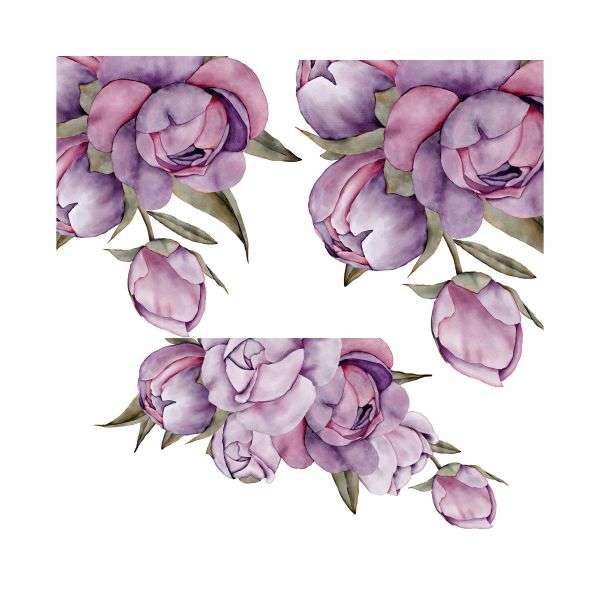Peony Flowers Wall Vinyl Stickers - Pack of 3