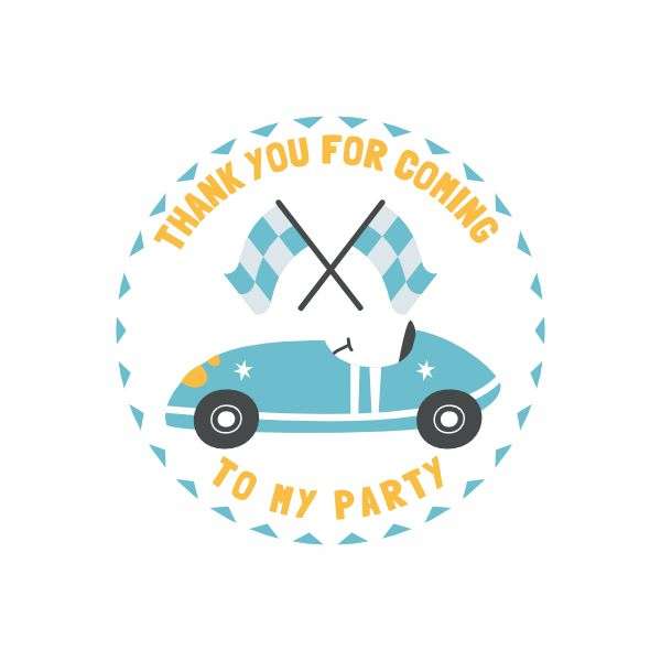 Racing Theme Kids Birthday Party Stickers - Pack of 30