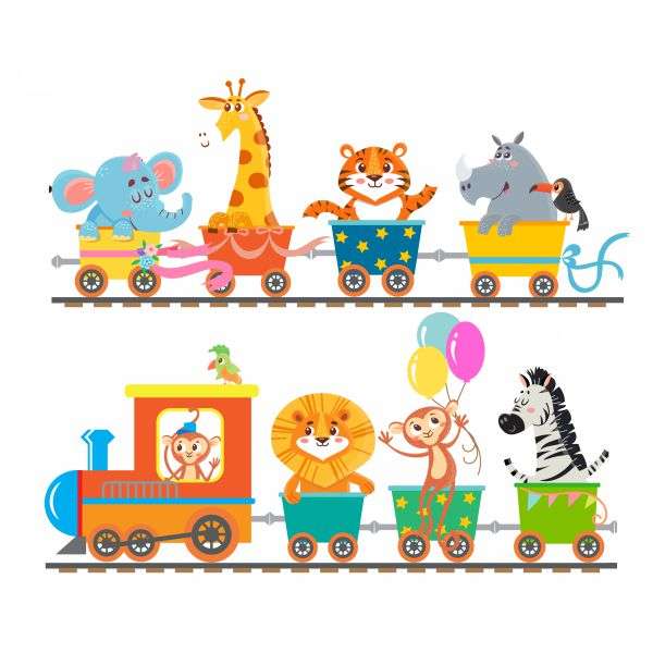 Safari Animal Train Wall Vinyl Sticker