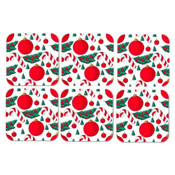 Christmas Wooden Coaster - Festive Red Coasters for a Festive Holiday Touch