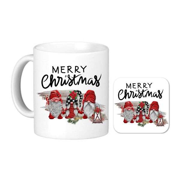 Christmas Gnome Coffee Mug &amp; Coaster Set