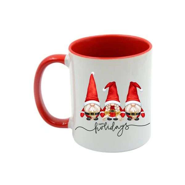 Christmas Gnome Coffee Mug - Two Tone Red and White