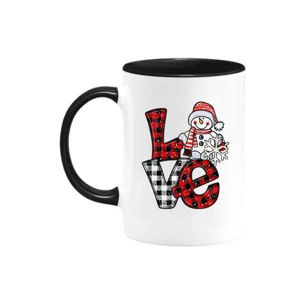 Christmas LOVE Black and White Check Font Design Coffee Mug