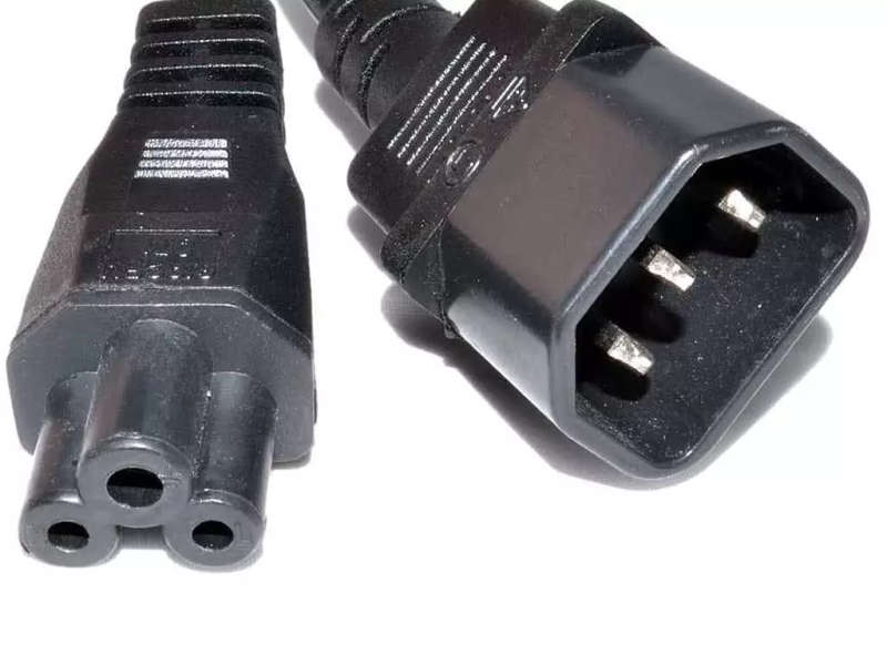 1.5 meter Clover Plug to Male Kettle Cord (IEC / C14 Adapter) - Laptop Power Cable Extension