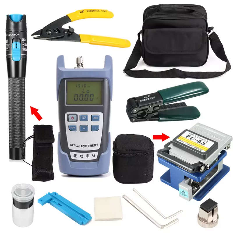 12-in-1 Professional Fiber Optic Tool Kit incl Precision Fiber Cleaver, Fiber Strippers, Fiber Te...
