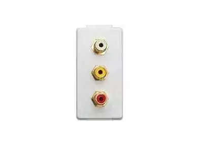 Modular 3 AV / RCA Keystone Wall Plate Insert