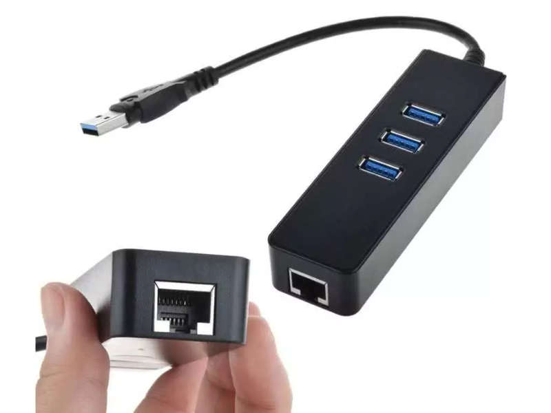 3 Ports SuperSpeed USB 3 Hub with Network Port | Windows 11 Compatible