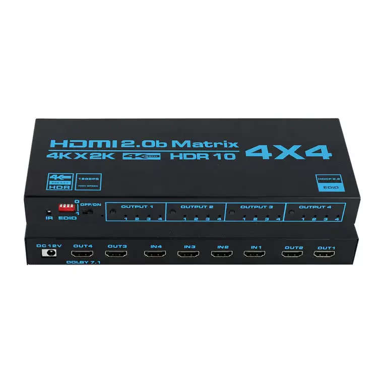 4x4 Ultra HD 4k HDR HDMI Matrix Switch / Splitter | HDMI v2.0b with IR Remote & EDID