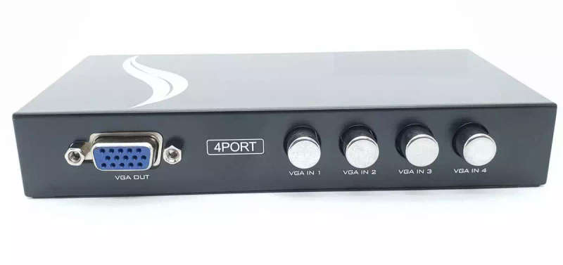 4-Way (4x1) VGA Switch (4 inputs, 1 output to connect one display to multiple PC's / Laptop's)