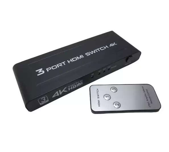 Variable 4k UltraHD 3x1 (3 input ports) HDMI Switch with built-in Equalizer & IR Remote Control