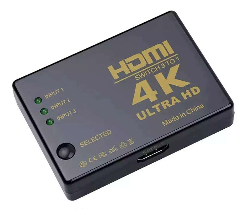 Variable 4k UltraHD 3x1 (3 input ports) HDMI Switch with built-in Equalizer & IR Remote Control