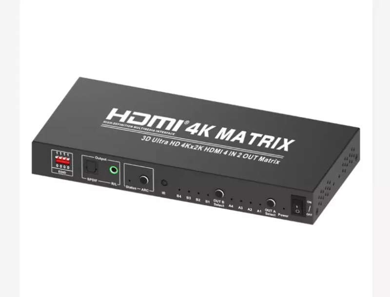 4x2 HDMI True Matrix Switcher / Splitter 4k Ultra HD with Optical Toslink Audio Extractor for Sou...