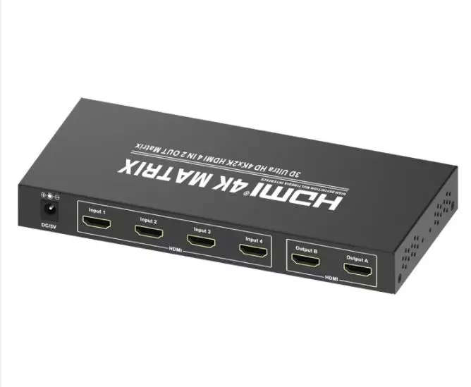 4x2 HDMI True Matrix Switcher / Splitter 4k Ultra HD with Optical Toslink Audio Extractor for Sou...