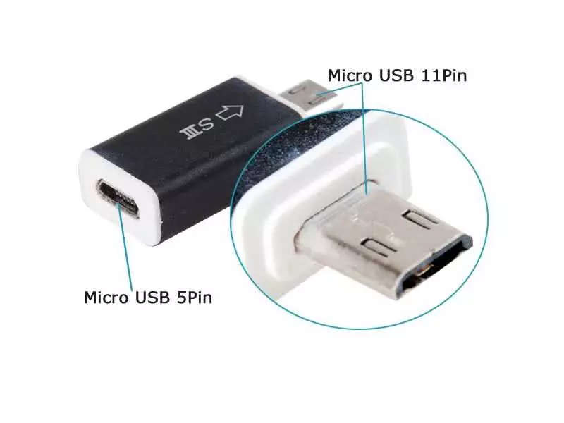 5pin Female Micro USB to 11pin Male Micro USB adapter