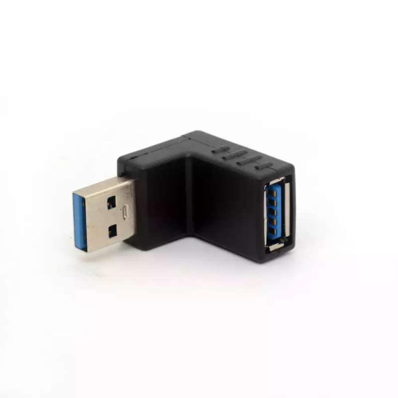 90 Degree USB 3 Adapter - Male to Female Adapter for any USB 3.0 Laptop / PC