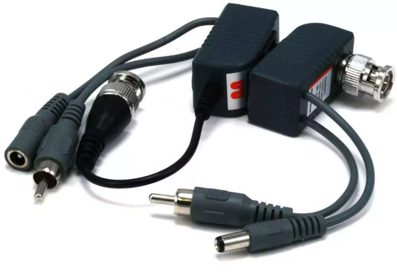 3-in-1 Video / Audio / Power - Passive CCTV Camera Video Balun SET over network cable
