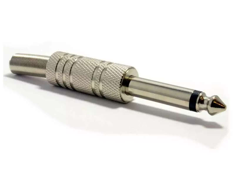Solder-on 6.35mm Nickel Plated Mono Plug with Metal Spring Cover
