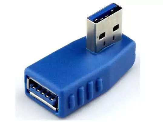 90 Degrees Left Angled USB 3 Male to Female Adapter for any USB 3.0 Laptop / PC