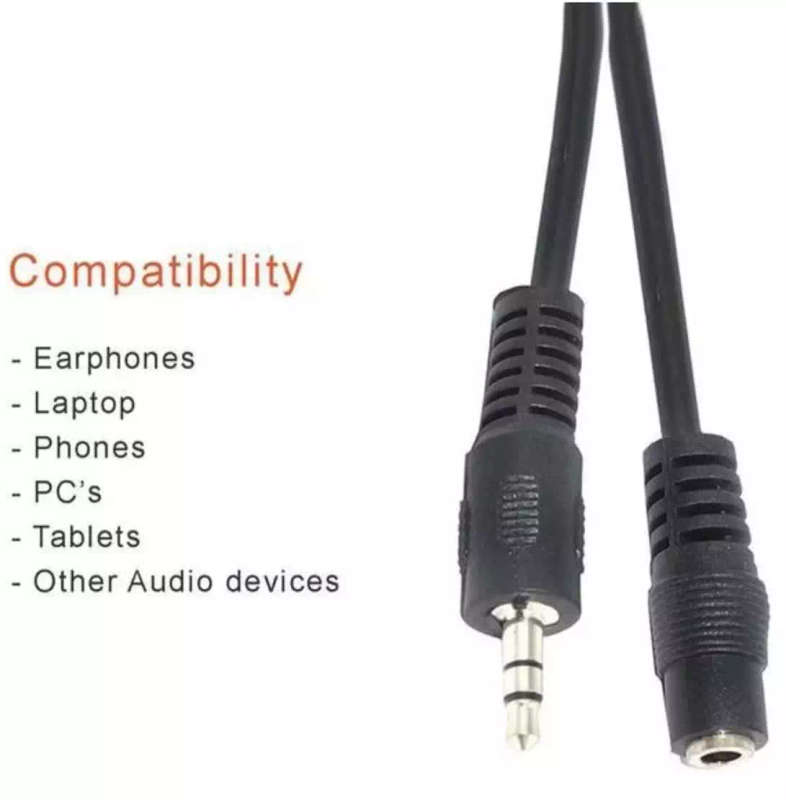 1.5 Meter 3.5mm Audio Stereo Jack Extension Cable | Male to Female Connectors