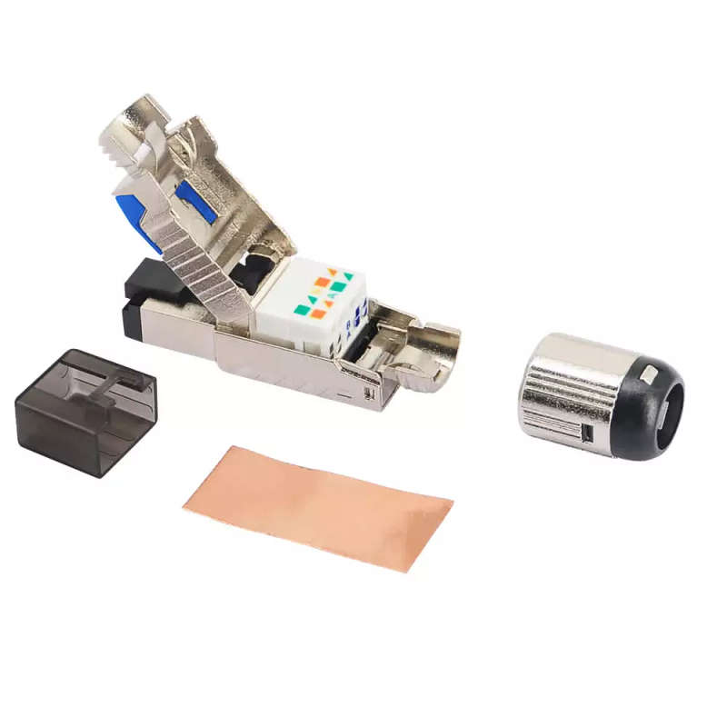 RJ45 Modular CAT7 / CAT8 Connector | Shielded | Tool Free up to 8mm Diameter Cable | 40Gbps