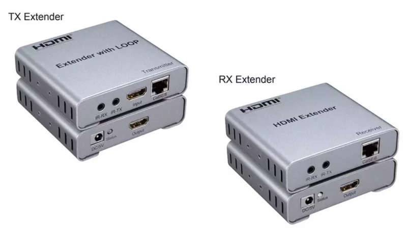 100 Meter 4k Ultra HD HDMI Extender SET over CAT6 with HDMI Loop Out and Bidirectional IR Extender