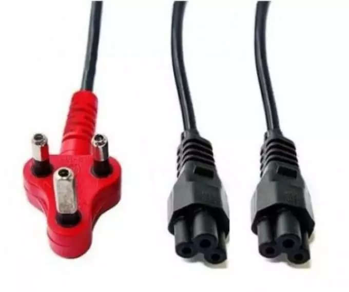 2.8 Meter 3-Pin Dedicated Red Plug to Dual (2x) Clover Power Cable | Dual Laptop Power Cable