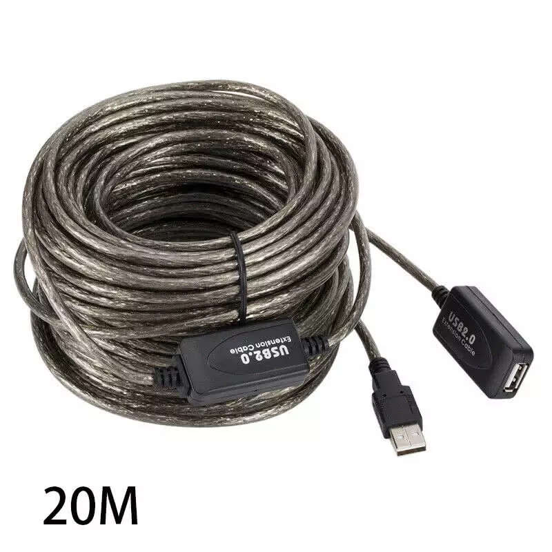 20 Meter USB 2.0 Extension cable (Female to Male USB Type A) With Active Signal Booster