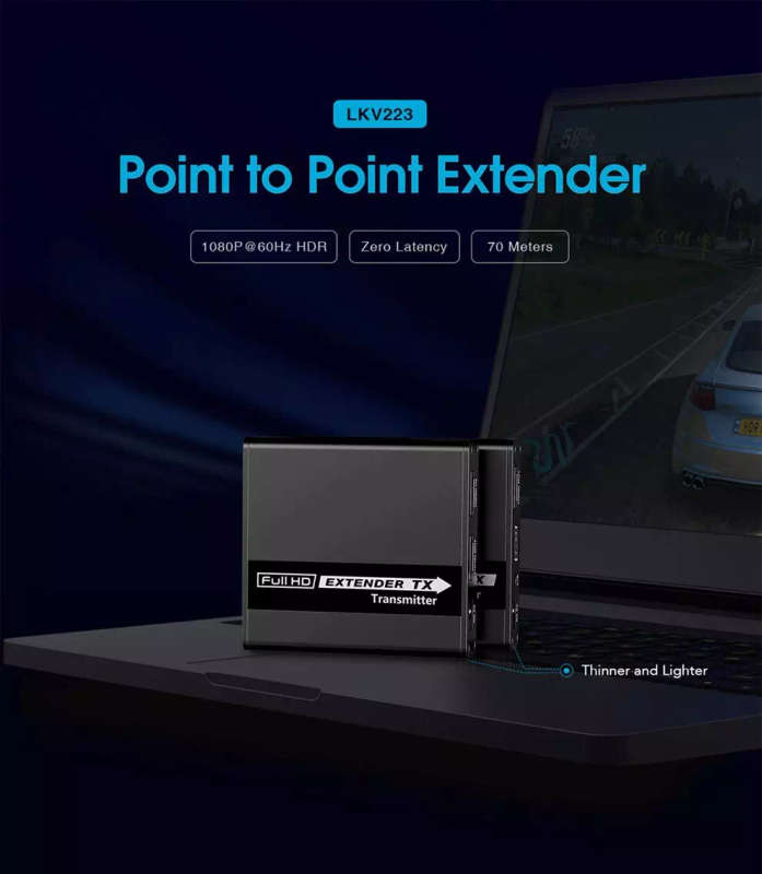 70 Meter Zero Latency POC HDR HDMI Extender over CAT6 with HDMI Loop-out | 3.5mm Audio and Bidire...