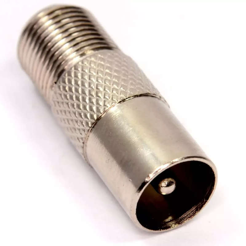 RF Male Socket to F Type Screw Female Plug Adapter - RG59/RG6U Coax Cable Connector