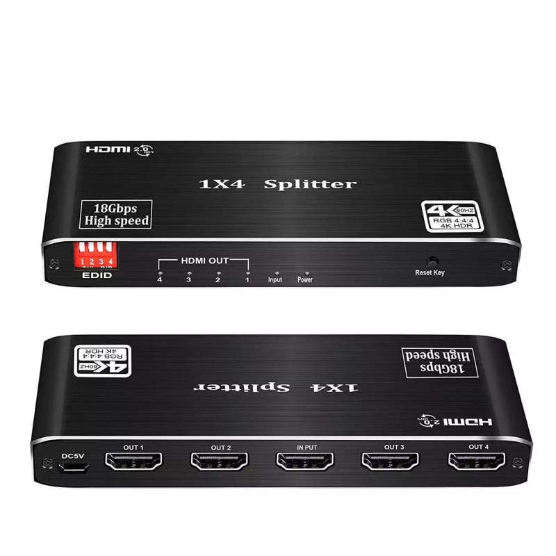 1x4 HDMI v2.0b Splitter with HDR | 4k Ultra HD 60hz | FullHD 165Hz & EDID Support