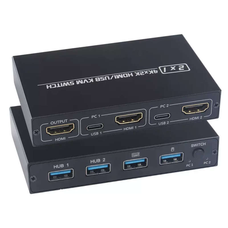 4K UltraHD 2 Port HDMI KVM Switch with USB Type C Ports and USB Hub Functions | 3840 x 2160 Resol...