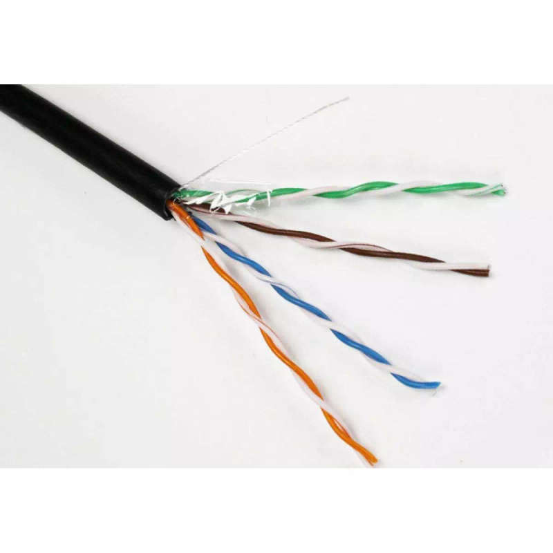 Price per Meter | CAT5e  FTP Gigabit Outdoor Networking Cable with Drain Wire | Black | UV