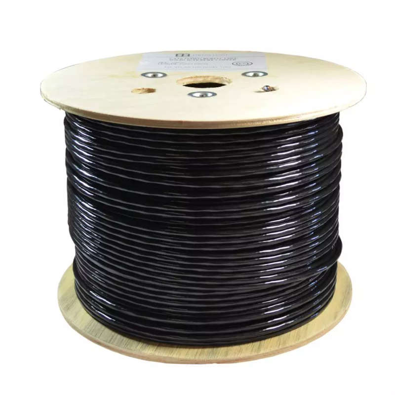 300 Meter Roll CAT5e FTP Gigabit Outdoor 24AWG Networking Cable with Drain Wire | Black | UV Prot...