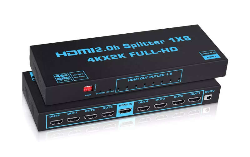 1x8 HDMI v2.0b Splitter with HDR | 4k Ultra HD 60hz, FullHD 165Hz & EDID Support
