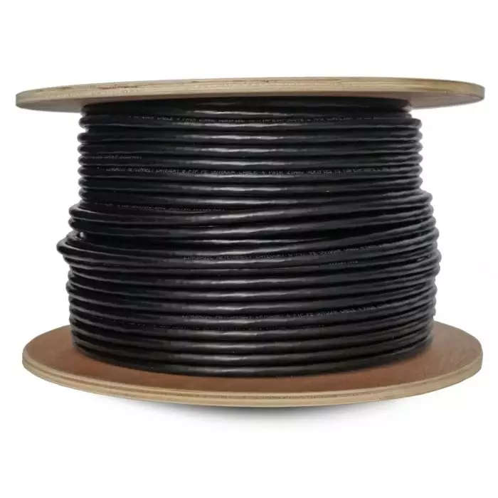 100 Meter Roll CAT6 FTP CCA Gigabit Outdoor 23AWG Networking Cable | Black | UV Protected