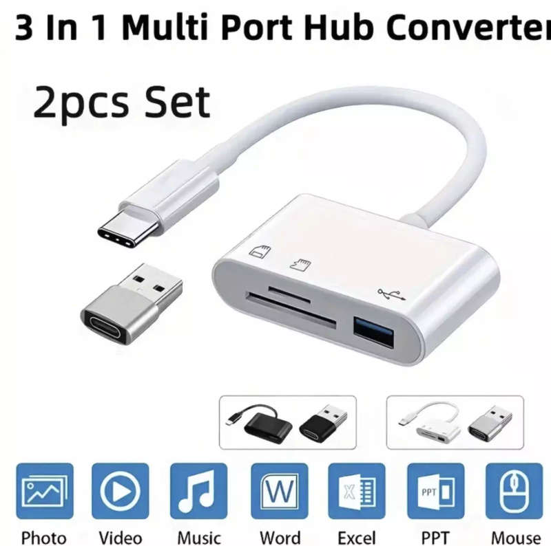 USB C / Micro USB or USB 3 | SD Card + MicroSD Card Reader | PC, Apple iPhone, MAC and Android Co...